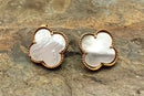 Gold Over Sterling & Mother of Pearl Quatrefoil Earrings