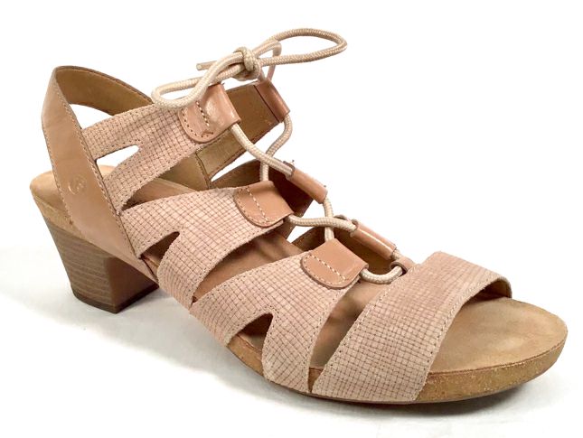 JOSEF SEIBEL Sand Suede Tan Leather Lace Up Wedge Sandals 11.5