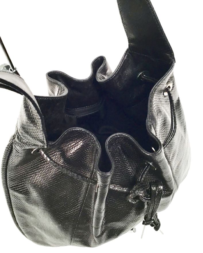 GUCCI Black Reptile Embossed D/S Shoulder Bag