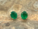 14kt Gold & Emerald Oval-Shaped Stud Earrings