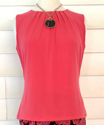 CALVIN KLEIN Pink Pleated S/L Top