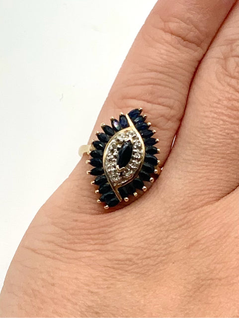 10kt Gold, Sapphire &  Diamond Cocktail Ring