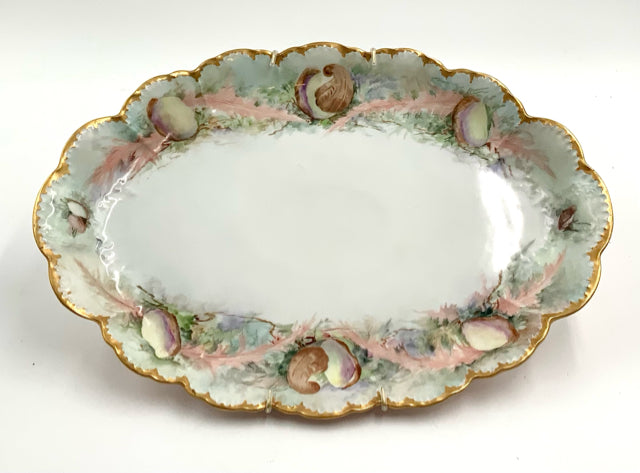 Antique German Oval Platter with Seashell Design