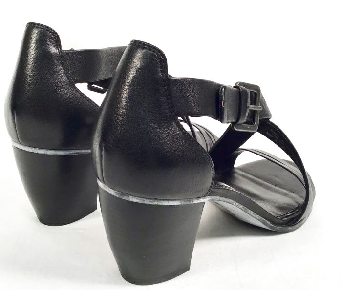 ECCO Black Leather Buckle Strap Kotka Heeled Sandals 10.5