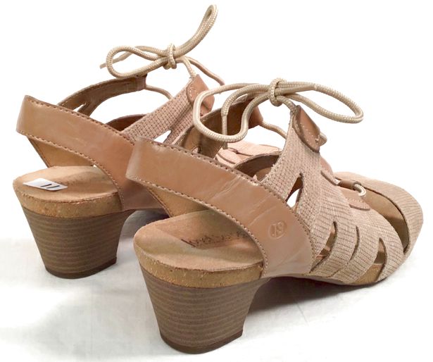 JOSEF SEIBEL Sand Suede Tan Leather Lace Up Wedge Sandals 11.5