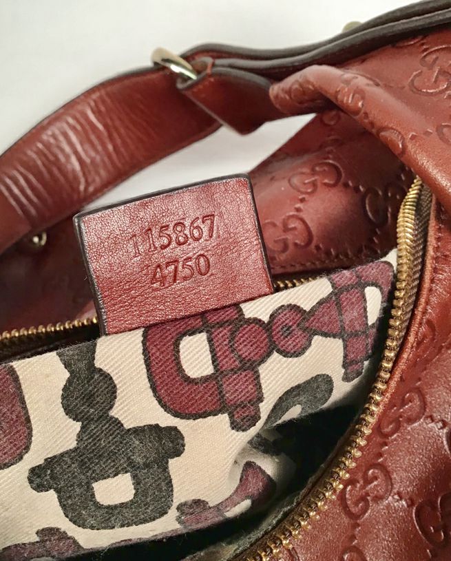 GUCCI Brown Embossed Leather Signature GG Logo Horsebit Hobo