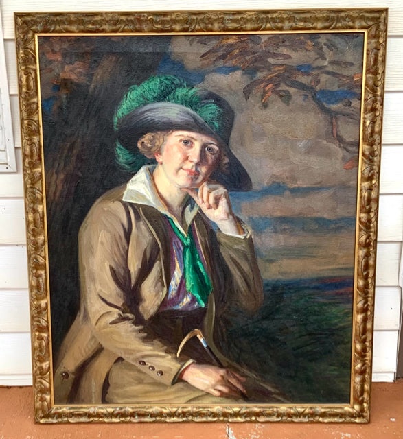 Arthur Merton Hazard "Woman in a Fancy Hat" Framed Oil on Canvas