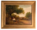 Antique Oil on Canvas of Landscape With Campfire