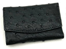 LEONE Vintage Black Genuine Ostrich Key Wallet