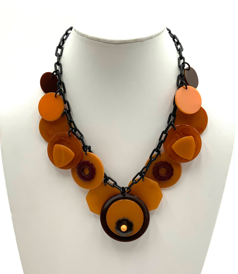 Bakelite & Amber Disc Necklace