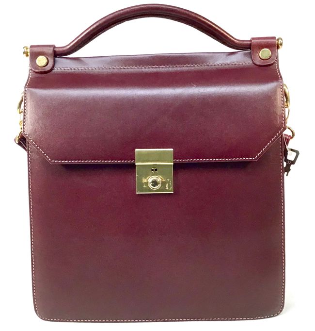 Cartier Vintage Burgundy Leather Le Must de Cartier Top Handle Shoulder Bag