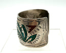 Sterling Cuff Bracelet w/Turquoise & Coral Chip Inlay