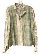 ADORE Yellow/Aqua/Multi Floral w/Lace Detail L/S Top