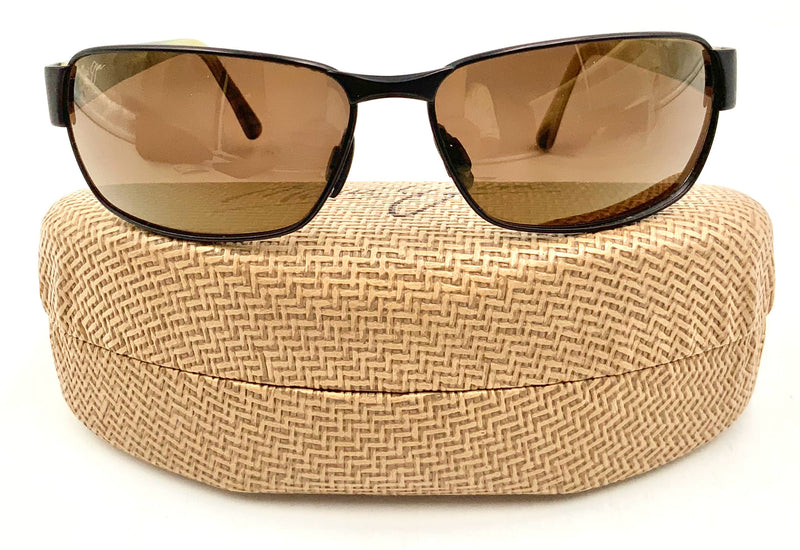 MAUI JIM Matte Black Horn Accent Black Coral Polarized Sunglasses
