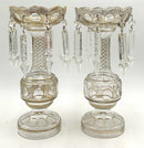 Pair of Antique Bohemian Mantel Candleholders With Prisms