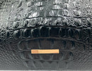 BRAHMIN Black Croc Emboss Leather "Cayson" Shoulder Bag