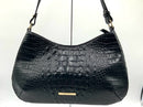 BRAHMIN Black Croc Emboss Leather "Cayson" Shoulder Bag