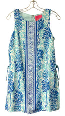 LILLY PULITZER Aqua/Blue/White Pineapple Motif "Donna" Romper Dress
