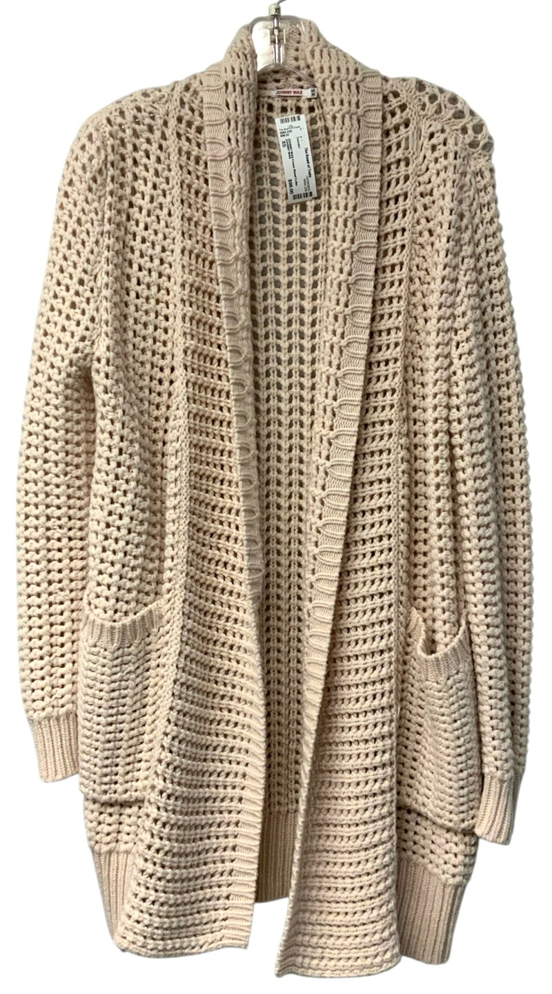 JOHNNY WAS Cream Shawl Collar Open Wool Blend Long Cardigan