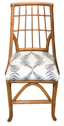 Pair of Vintage Rattan Chairs With Upholstered Seat