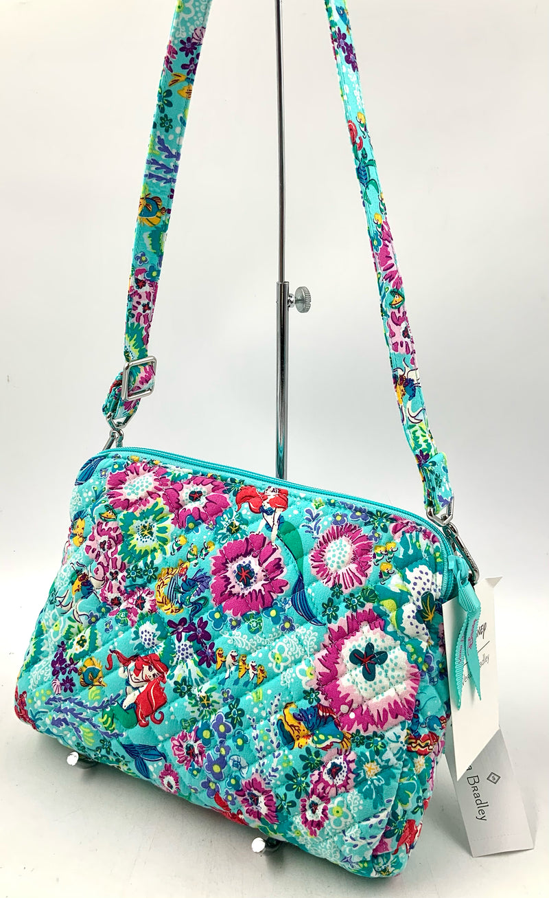 VERA BRADLEY Turq Multi Arial Floral Triple Compartment Crossbody