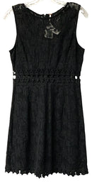 FREE PEOPLE Black Lave w/Crochet Waistband S/L Dress