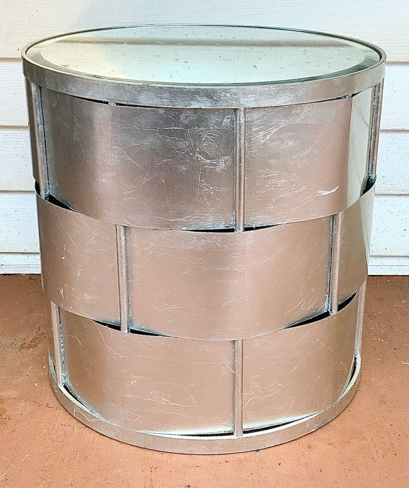 Silver Basketweave Side Table