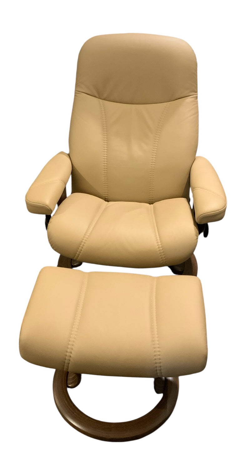 Stressless Leather Recliner and Ottoman
