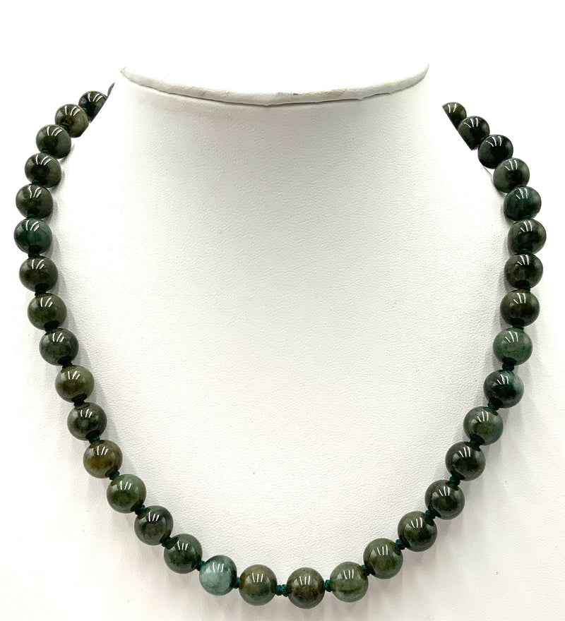 Sterling & Spinach Jade Necklace