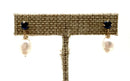 14kt Gold, Pearl & Simulated Sapphire Earrings