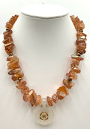 Artisan Sterling, Brass, Quartz & Resin Beaded Necklace