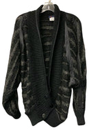 ESCADA Vintage Black Grey Mohair Wool Satin BUtton Waist L/S Sweater