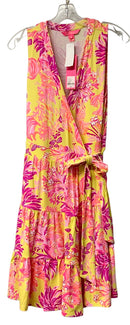 LILLY PULITZER Calla Yellow Floral Coral Folly S/L Wrap Dress