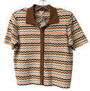 MINNIE ROSE Orange/Brown/White/Green Chevron Stripe S/S B/D Top