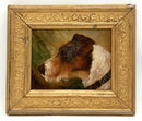 Vintage Oil on Board of Dog in Gold Frame