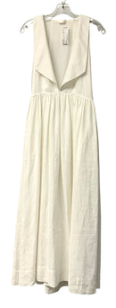 POSSE White Linen Oversize Collar V Neck S/L Maxi Dress