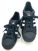 ADIDAS Black Pony Hair White Stripe Superstar II Sneakers 7.5