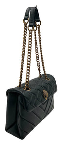 KURT GEIGER Black Quilted Leather Kensington Flap Bag