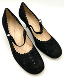 KATE SPADE Black Suede Scallop Trim Triump Maryjane Pumps 11