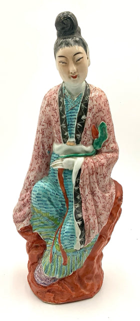 Vintage Chinese Ceramic Woman Sitting Figure
