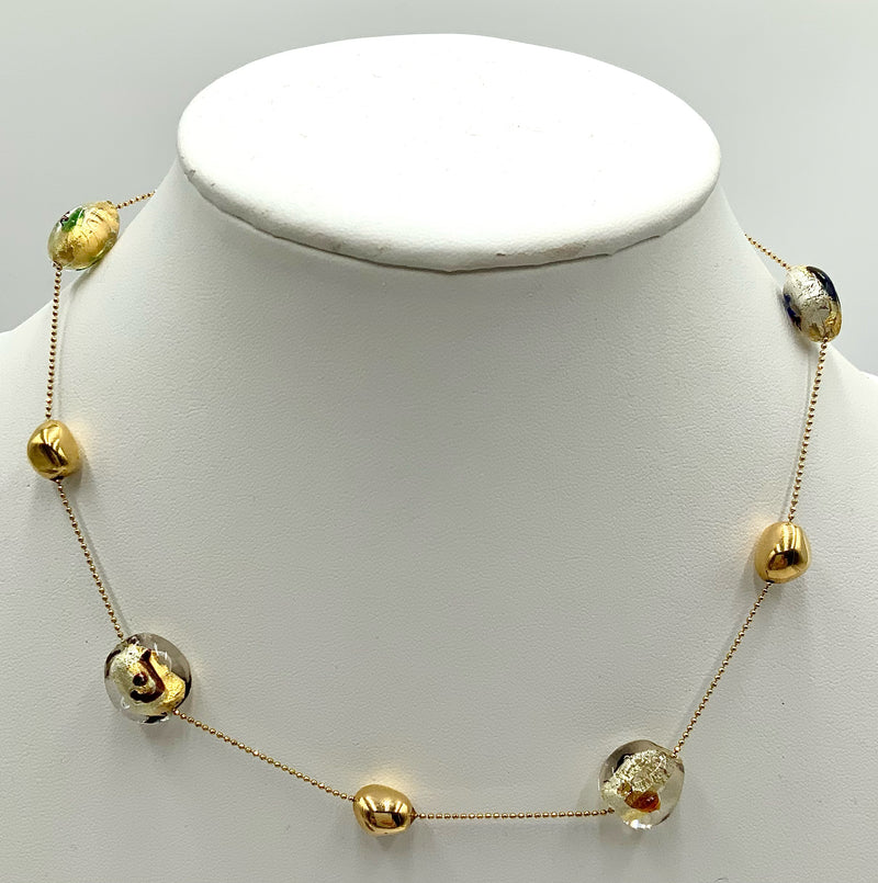 14kt/18kt Gold & Dichroic Glass Beaded Necklace