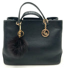 MICHAEL KORS Black Pebbled Leather Annabelle Top Handle Satchel