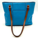 Dooney & Bourke Bright Blue Grained Leather Brown Trim Lexington Shoulder Bag