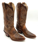 JUSTIN Brown Distressed Leather Snip Toe Western Boots 6.5