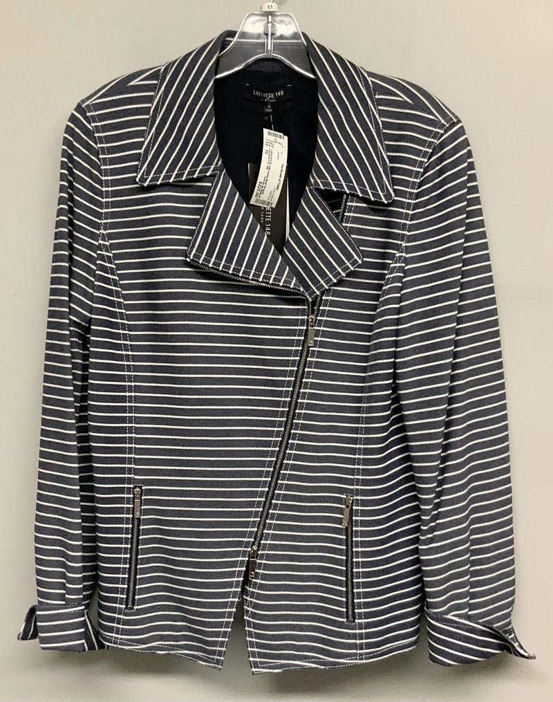 LAFAYETTE 148 Indigo Multi Striped Asym Zip Jacket