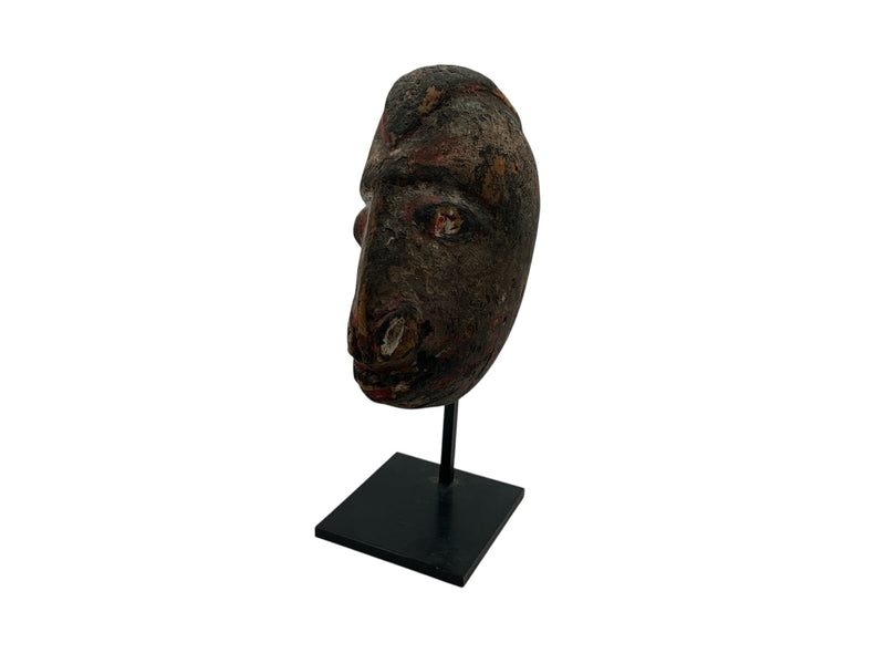 Tribal Carved Driftwood Head On Stand
