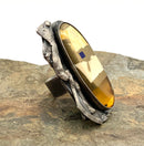 Sterling Amber & Lapis Oxidized Ring