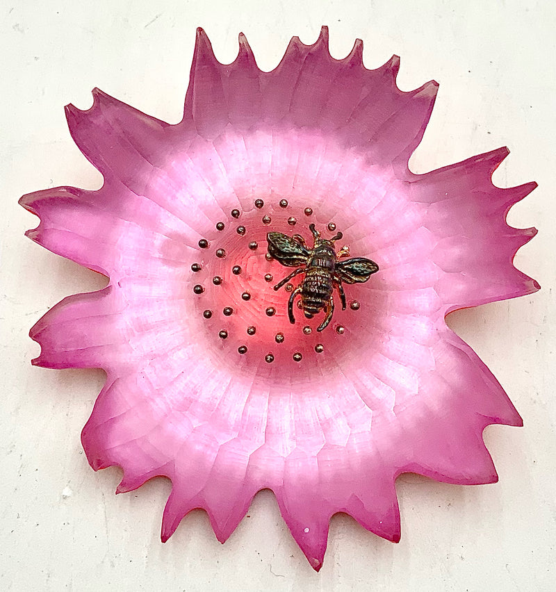 ALEXIS BITTAR Two Tone Pink Lucite Flower Brooch