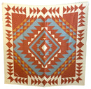 PENDLETON Cream Rust Blue Southwest Pattern Silk Scarf