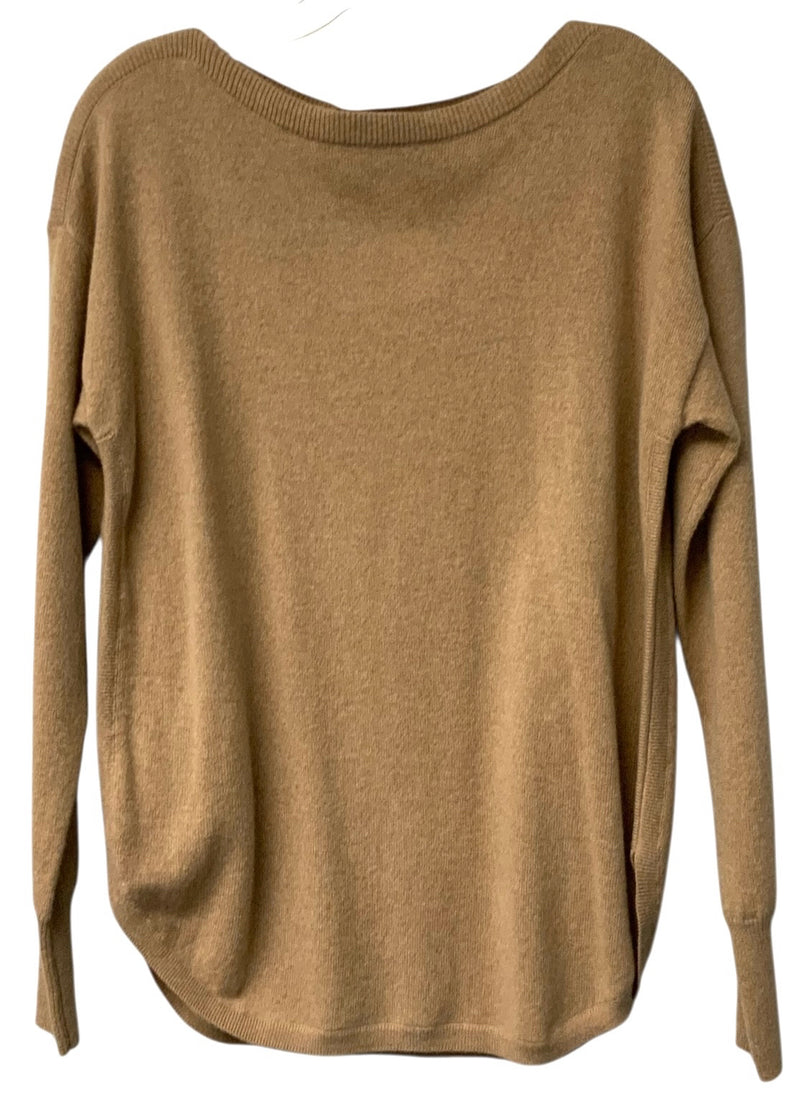 ELLIOTT LAUREN Tan Round Hem Boat Neck L/S Cashmere Sweater